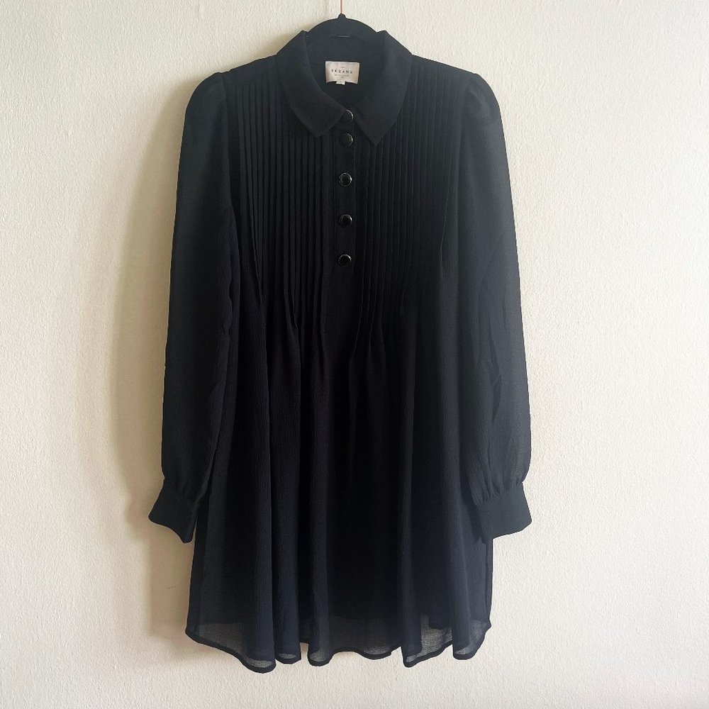 Sezane Sheer Sleeve Button Dress, US 8
